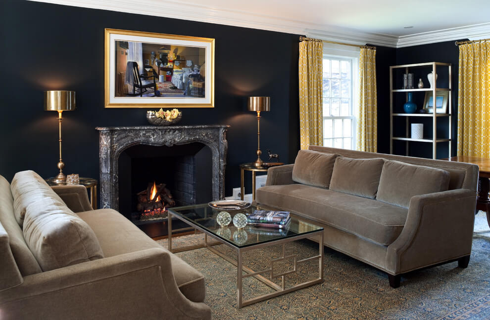 Black And Gold Themed Drawing Room