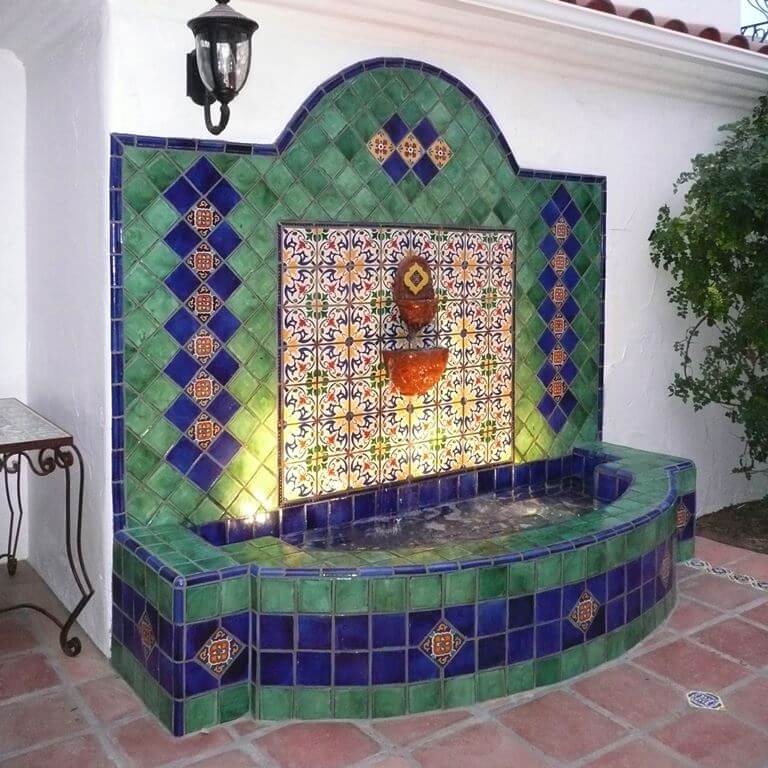 Mosaic Tile Wall Fountain Design
