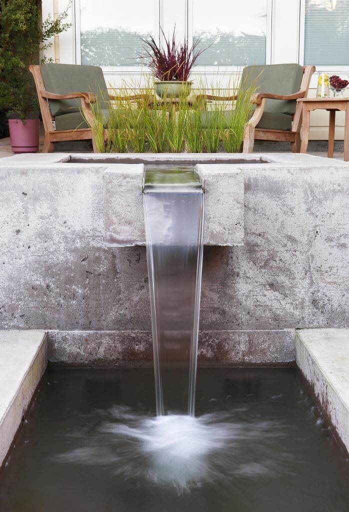 Simple Concrete Fountain With Waterfall