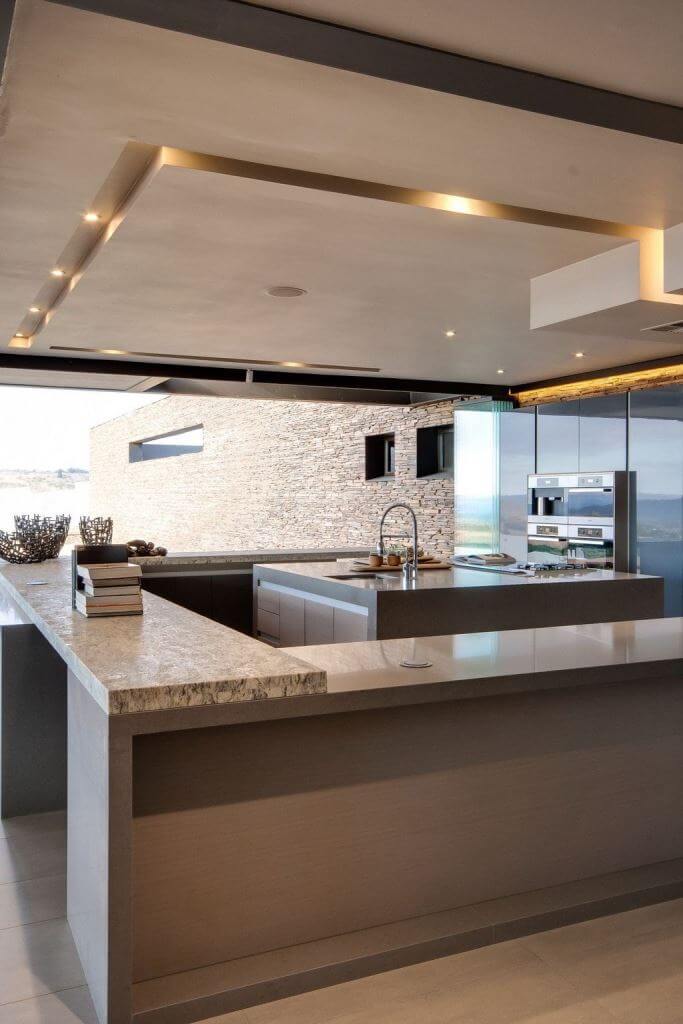 False Pop Ceiling Modern Kitchen Design